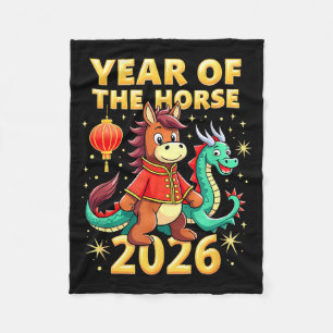 Chinese New Year 2026 Year Of The Horse  Fleece Blanket