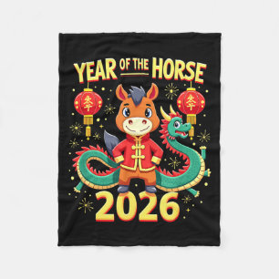 Chinese New Year 2026 Year Of The Horse  Fleece Blanket