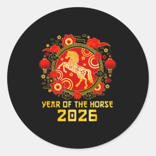 Chinese New Year 2026 Year Of The Horse Happy New  Classic Round Sticker