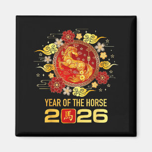 Chinese New Year 2026 Year Of The Horse Happy New  Magnet