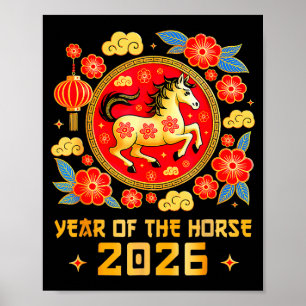 Chinese New Year 2026 Year Of The Horse Happy New  Poster