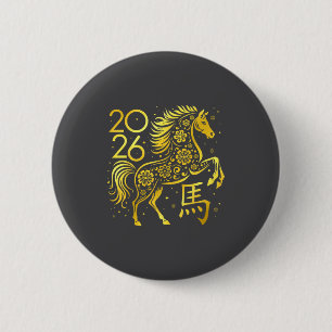 Chinese New Year 2026 Year Of The Horse Lunar New  2 Inch Round Button