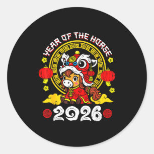 Chinese New Year 2026 Year Of The Horse Lunar New Classic Round Sticker