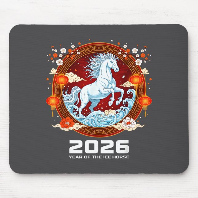 Chinese New Year 2026 Year Of The Ice Horse  Mouse Pad (Front)
