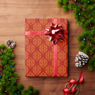 Chinese New Year Asian Seamless Red Gold Pattern Wrapping Paper