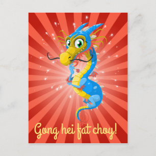 Chinese New Year Blue Dragon Postcard
