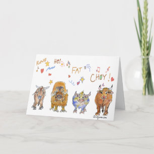 Chinese New Year Cartoon Ox Holiday Card