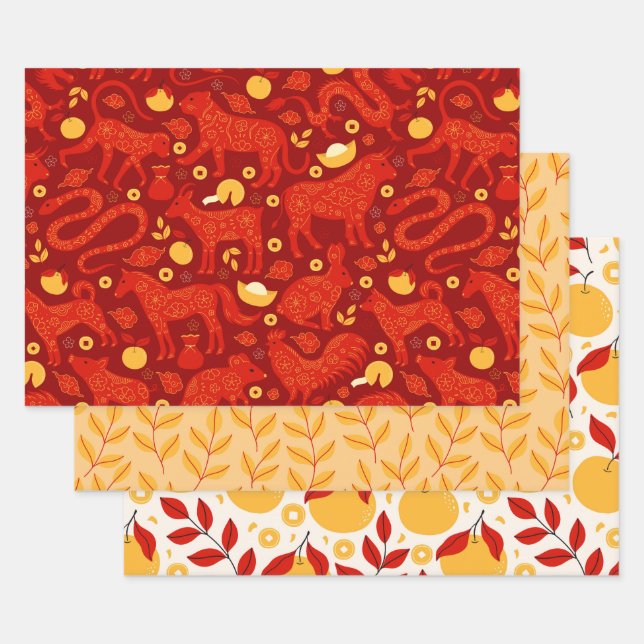 Chinese New Year Celebration Party Wrapping Paper (Set)
