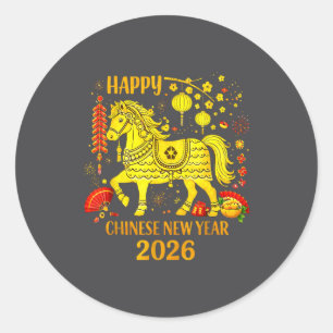 Chinese New Year Clothing Year Of The Horse 2026  Classic Round Sticker