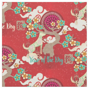 chinese new year dog fabric