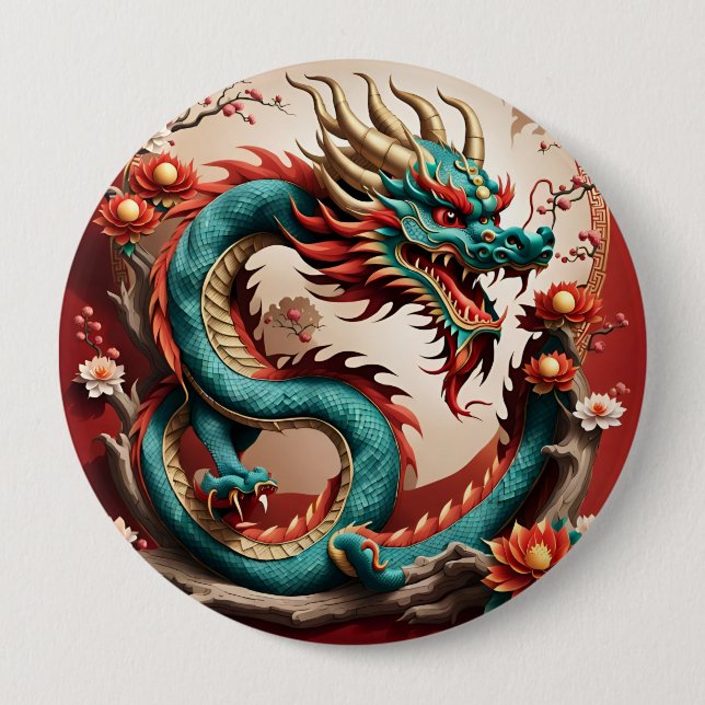 Chinese New Year Dragon 2024 But01 4 Inch Round Button (Front)