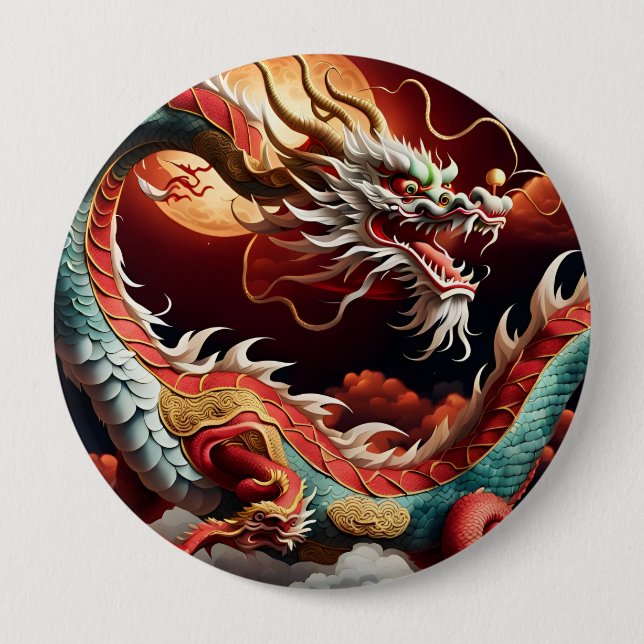 Chinese New Year Dragon 2024 But03 4 Inch Round Button (Front)