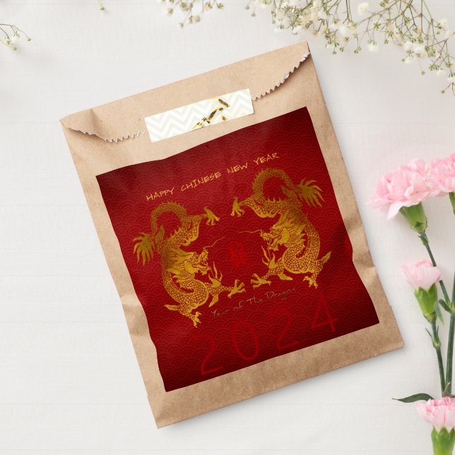 Chinese New Year Dragon 2024 Double Dragon FBg Favour Bag (Sealed)