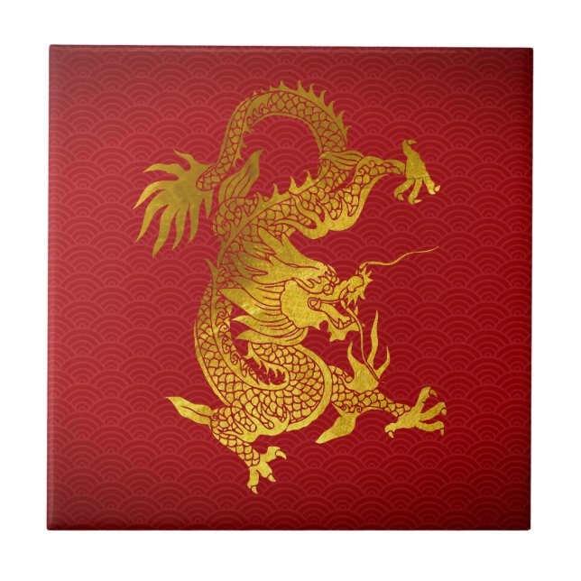 Chinese New Year Dragon 2024 paper-cut T Tile (Front)