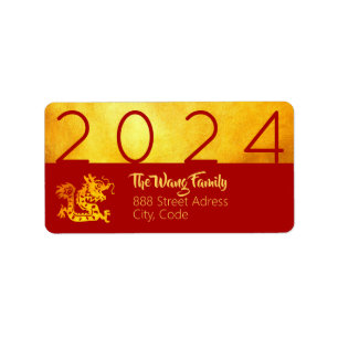 Chinese New Year Dragon 2024 Red Gold AdLab Label