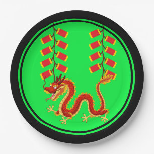 Chinese New Year Dragon & Chinese Firecrackers Paper Plate