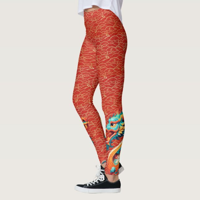 Chinese New Year Dragon decorated pattern L Leggings (Left)