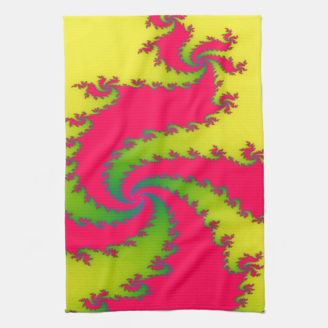 Chinese New Year Dragon Fractal Kitchen Towel (Vertical)