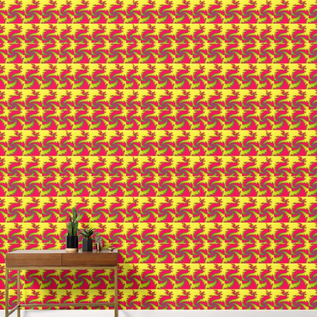 Chinese New Year Dragon Fractal Patterned Wallpaper (Hallway)
