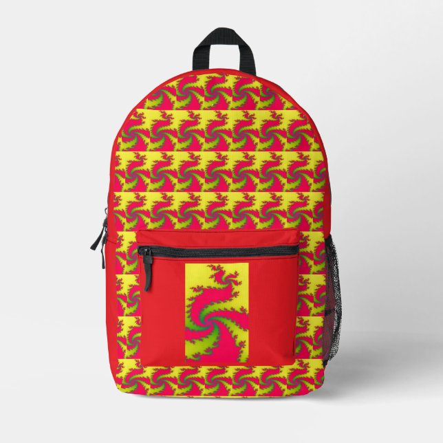 Chinese New Year Dragon Fractal Printed Backpack (Front)