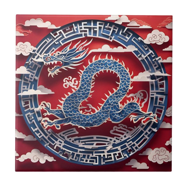 Chinese New Year Dragon Paper-cut 2024 CerT2 Tile (Front)