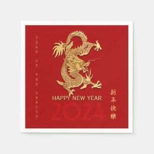 Chinese New Year Dragon Paper-cut Choose Color PPN Napkin