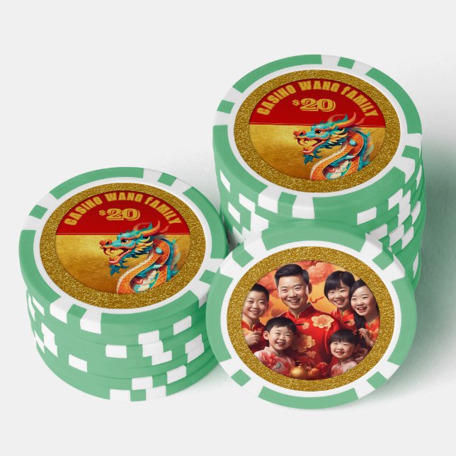 Chinese New Year Dragon personalized Photo poC Poker Chips (Stack)