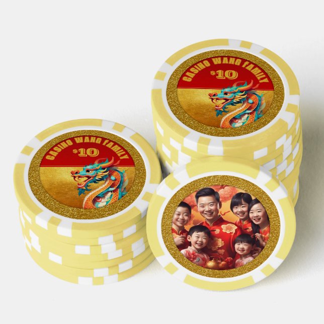 Chinese New Year Dragon personalized Photo poC Poker Chips (Stack)