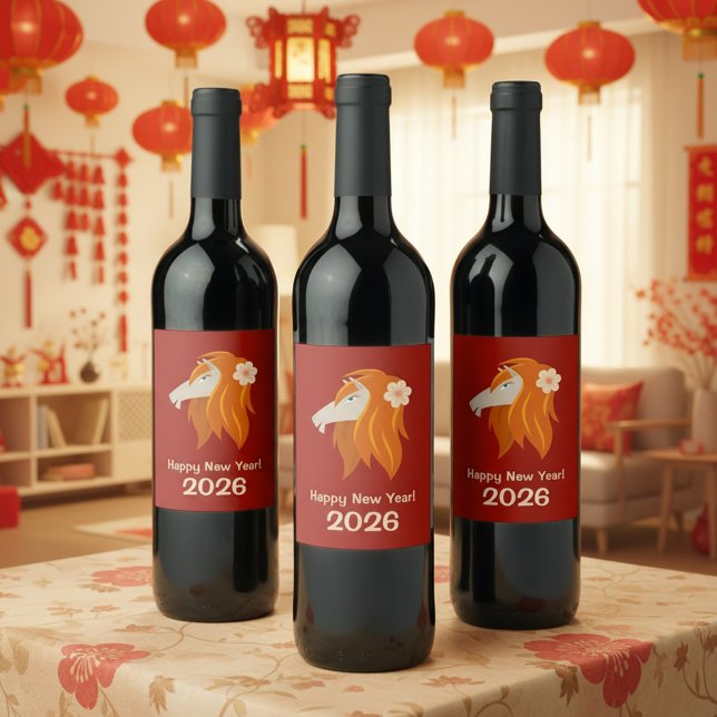 Chinese New Year Fire Horse 2026 Zodiac Wine Label (Creator Uploaded)