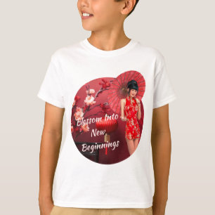 Chinese New Year Girl with a Red Umbrella T-Shirt