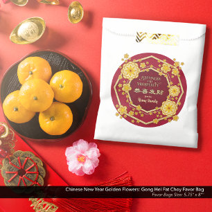Chinese New Year Golden Flowers: Gong Hei Fat Choy Favour Bag