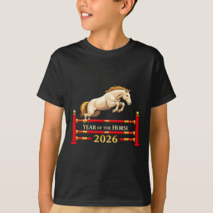 Chinese New Year Horse 2026 Equestrian Jump T-Shirt