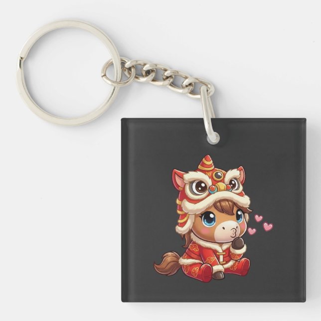 Chinese New Year Horse 2026 Zodiac Keychain (Front)