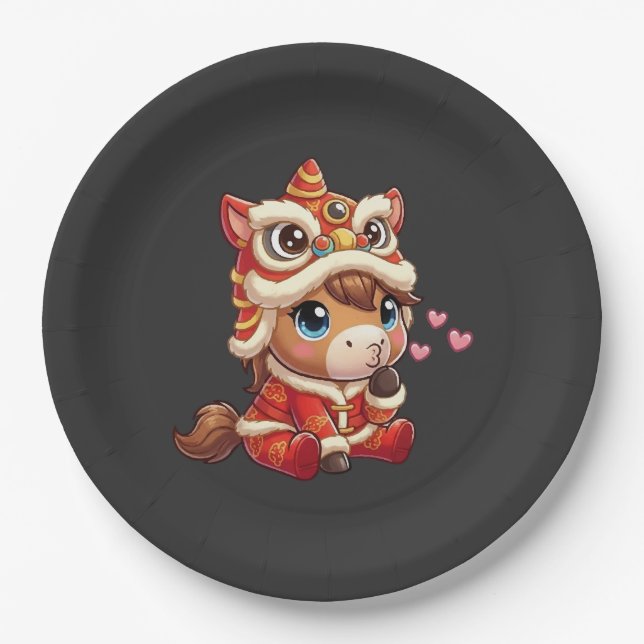 Chinese New Year Horse 2026 Zodiac Paper Plate (Front)