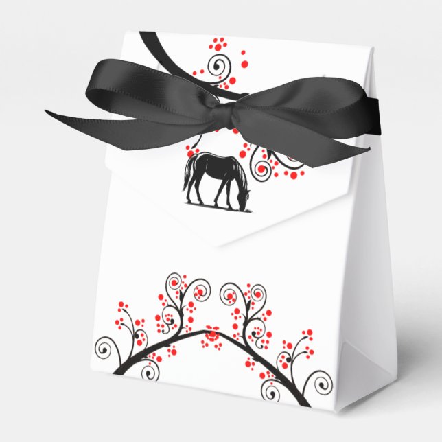 Chinese New Year Horse and Red Blossoms Favor Box (Front Side)