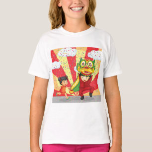 Chinese New Year Kids Lion Dance and Lantern T-Shirt
