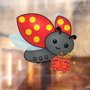 Chinese New Year Ladybug Firecrackers Window Cling