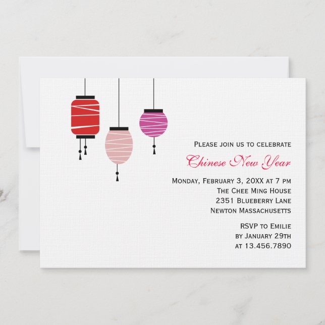 Chinese New Year Lanterns Invitation (Front)