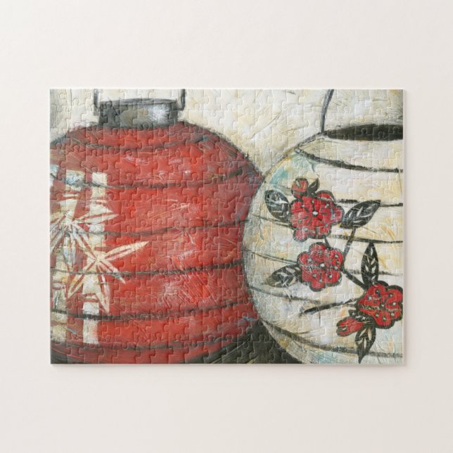 Chinese New Year Lanterns with Floral Print Jigsaw Puzzle (Horizontal)