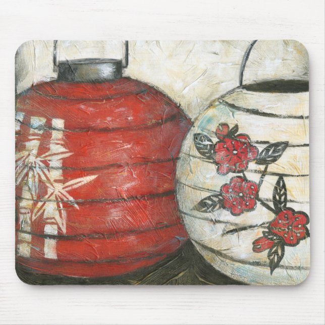 Chinese New Year Lanterns with Floral Print Mouse Pad (Front)