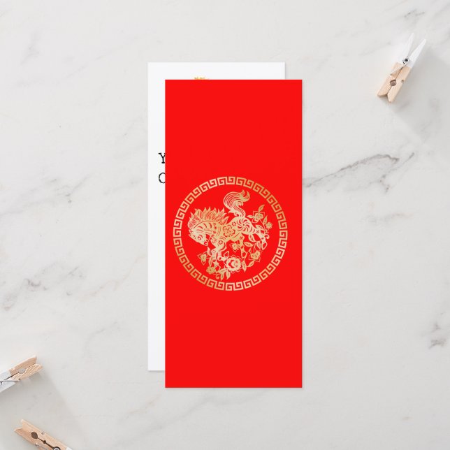 Chinese New Year Lunar 2026 Gold HORSE 中国传统新年 Red (Front/Back In Situ)
