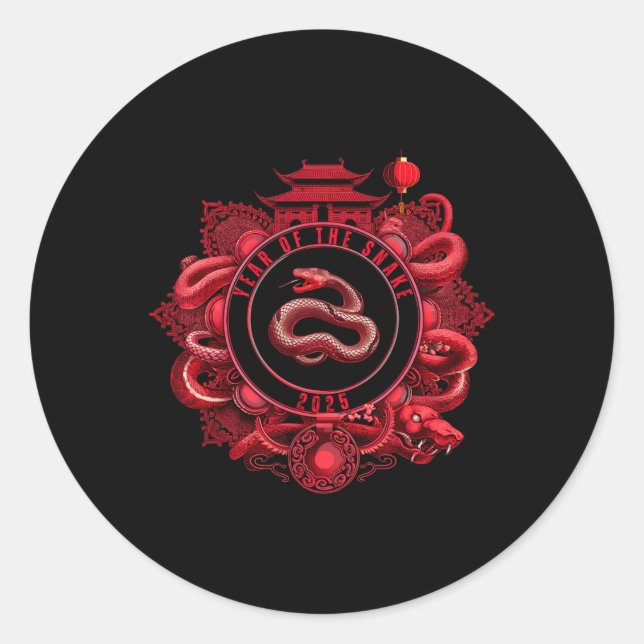 Chinese New Year Lunar New Year Of The Snake 2025  Classic Round Sticker (Front)
