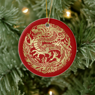 Chinese New year of the Dragon 2024 Ceramic Ornament