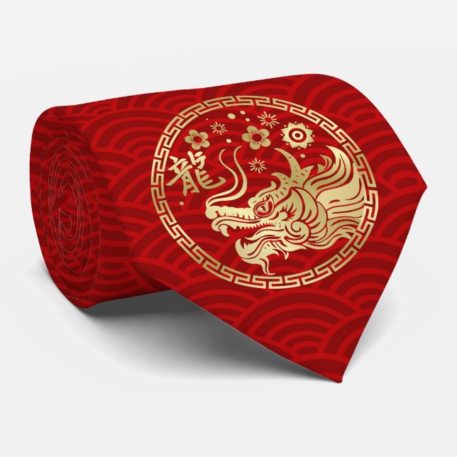 Chinese New year of the Dragon 2024 Tie (Rolled)