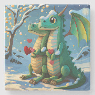 Chinese New Year Of The Dragon Couple Stone Coaster