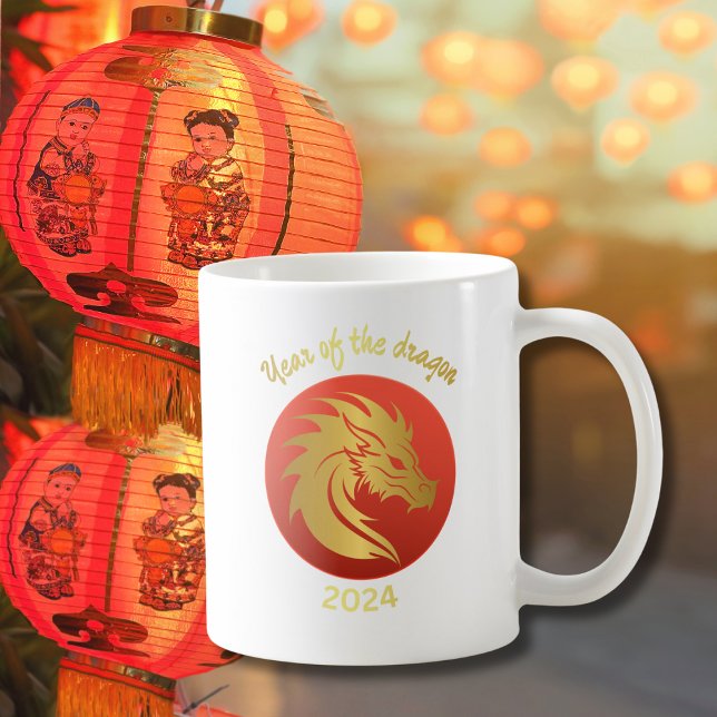 Chinese New Year of the Dragon Red and Gold Gift Coffee Mug (Creator Uploaded)
