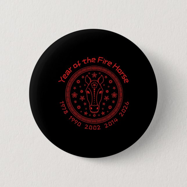 Chinese New Year Of The Fire Horse 2026  2 Inch Round Button (Front)
