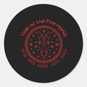 Chinese New Year Of The Fire Horse 2026  Classic Round Sticker