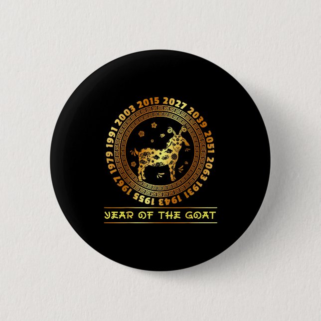 Chinese New Year Of The Goat Chinese Zodiac Year 2 2 Inch Round Button (Front)