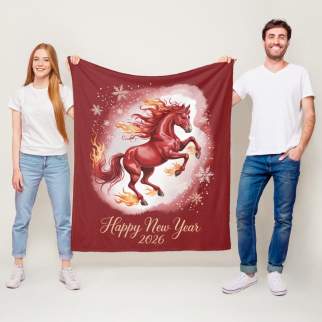 Chinese New year of the Horse 2026 Fleece Blanket (In Situ)
